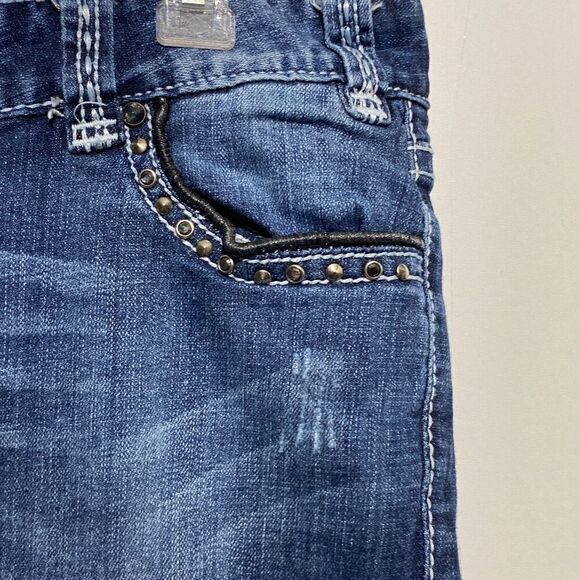 Rock & Roll Cowgirl Women's Blue Low Rise Embellished Bootcut Jeans Size 33 x 32 - Picture 5 of 12